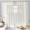 Image de Voilage bohème à bandes ajourées polyester ivoire 140x240 cm