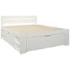 Image de Lit rangement en bois massif blanc 140 x 190 cm