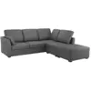 Image de Canapé d'angle réversible tissu coton déhoussable gris