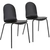 Image de Lot de 2 chaises dossier hêtre teinté noir piètement métal noir