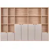 Image de Bibliothèque 7 portes effet bois clair et blanc