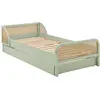 Image de Lit effet bois et cannage 90 x 190 cm vert sauge