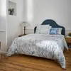 Image de Parure de lit 100% percale de coton peigné gris 260 x 240 cm