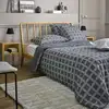 Image de Parure de lit en percale de coton anthracite à motifs 260 x 240 cm