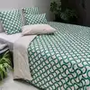 Image de Parure de lit en coton bio verte et blanche 240 x 220 cm