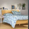 Image de Parure de lit en lin et en coton ecru/bleu gris 260 x 240 cm