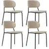 Image de Lot de 4 chaises pieds métal et tissu écru
