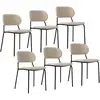Image de Lot de 6 chaises pieds métal noir et tissu écru