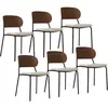 Image de Lot de 6 chaises pieds métal noir tissu écru dossier effet noyer