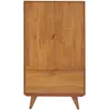 Image de Buffet haut rétro en bois 2 portes 1 tiroir l80 h140 bronze