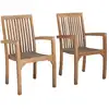 Image de 2 fauteuils de jardin en teck massif empilables