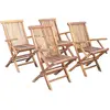 Image de 4 fauteuils de jardin en teck huilé massif pliants