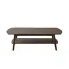 Image de Table basse en mindi massif finition noyer double plateau 130 cm