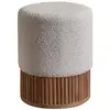 Image de Pouf en teck massif et tissu bouclette 38 cm