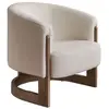 Image de Fauteuil en chêne massif et tissu bouclette écrue
