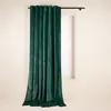 Image de Rideau velours uni et point de bourdon noir vert 140x270 cm