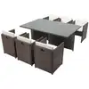 Image de Table et chaises 6 places encastrables résine marron/blanc