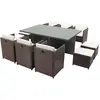 Image de Table et chaises 10 places encastrables résine marron/blanc
