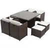 Image de Table et chaises 8 places encastrables résine marron/blanc