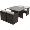 Image de Table et chaises 4 places encastrables résine marron-blanc