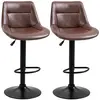 Image de Lot de 2 tabourets de bar vintage réglable pivotant marron vieilli