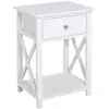 Image de Table de chevet style cosy croix latérales tiroir étagère bois