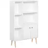 Image de Bibliothèque scandinave 5 niches 2 portes pieds bois panneaux blanc