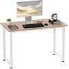 Image de Table informatique bureau métal blanc aspect chêne clair