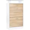 Image de Armoire à chaussures 2 portes tiroir étagère verre aspect chêne blanc
