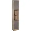 Image de Meuble colonne rangement salle de bain 2 portes chêne clair gris