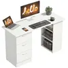 Image de Bureau informatique 3 tiroirs 2 étagères mdf blanc