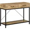 Image de Console style industriel 2 tiroirs étagère métal noir aspect bois
