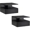 Image de Lot de 2 tables de chevet murales tiroir niche plateau noir