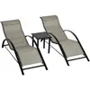 Image de Lot de 2 bains de soleil design contemporain avec table basse gris