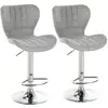 Image de Lot de 2 tabourets de bar style contemporain réglable pivotant gris