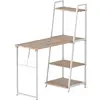 Image de Bureau pliable rabattable bibliothèque aspect chêne clair métal blanc