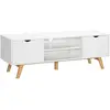 Image de Meuble TV style scandinave 2 portes 2 niches blanc bois hévéa