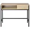 Image de Bureau style industriel casier tiroir métal noir aspect chêne clair