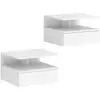Image de Lot de 2 tables de chevet murales tiroir, niche, plateau blanc