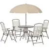 Image de Ensemble de jardin 6 places acier époxy café et textilène beige