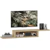 Image de Meuble tv mural flottant design panneaux particules chêne clair