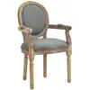 Image de Chaise médaillon style louis xvi bois massif patiné sculpté lin gris