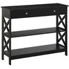 Image de Console néo-rétro 2 tiroirs 2 étagères noir