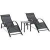 Image de Lot de 2 bains de soleil design avec table basse métal textilène