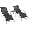 Image de Lot de 2 bains de soleil design contemporain avec table basse gris