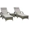 Image de Lot de 2 bains de soleil grand confort table basse verre résine gris
