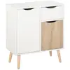 Image de Rangement style scandinave 2 portes tiroir pin blanc effet chêne clair