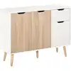 Image de Buffet design scandinave 3 portes tiroir pin blanc aspect chêne clair