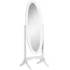 Image de Miroir à pied ovale style shabby chic aspect bois blanc