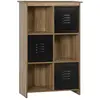 Image de Bibliothèque industrielle 3 niches 3 casiers aspect bois métal noir